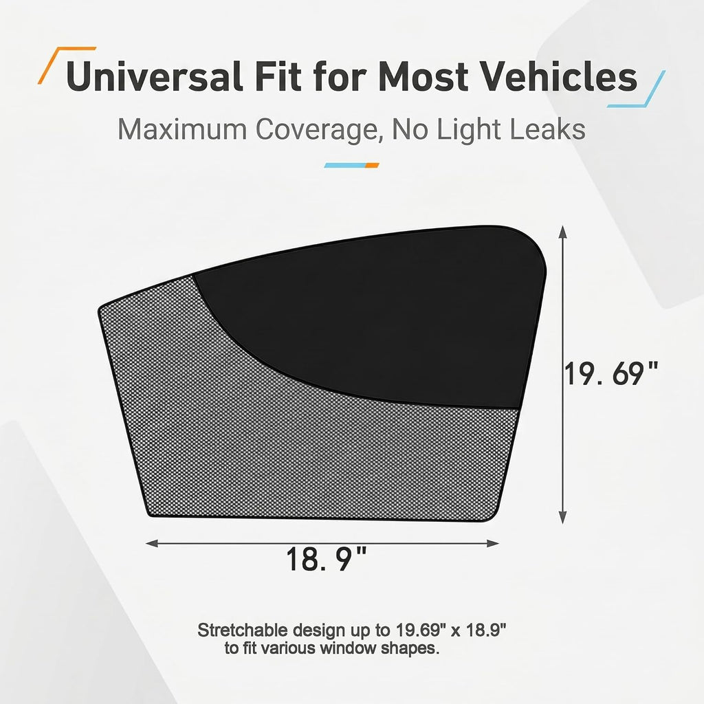 2 PCS Window Sun Shades, Half Blackout See-Through Side Front Window Cover, Double Layer Heat Glare Block Protector, Fit for Driver Passenger (Black)
