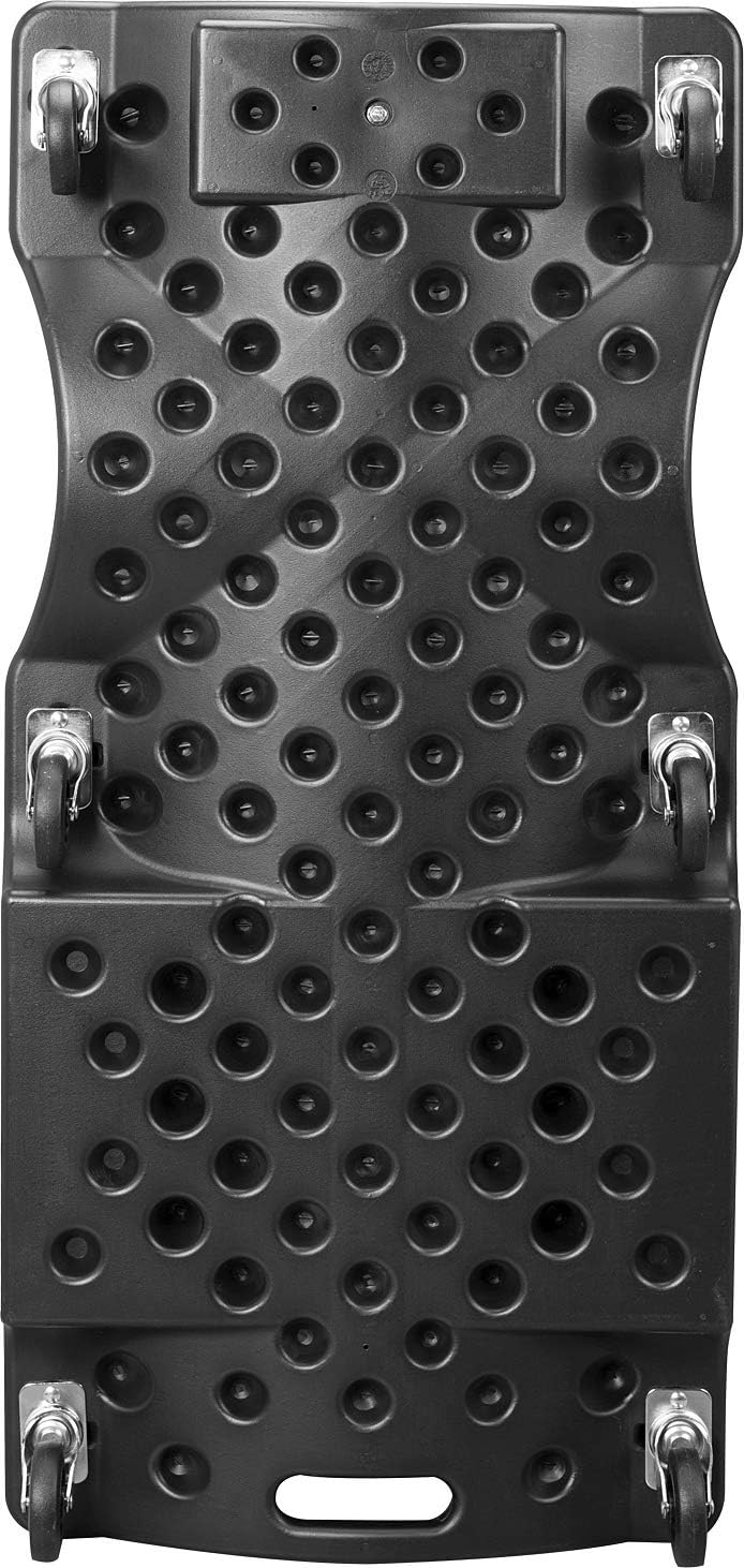 Torin ATRP6240B Blow Molded Plastic Rolling Garage/Shop Creeper: 40" Mechanic Cart with Padded Headrest, Dual Tool Trays and 6 Casters, Black