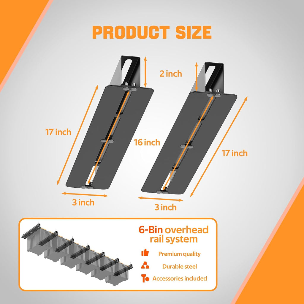 ultrawall overhead garage storage racks for bins, ceiling, close-up detail