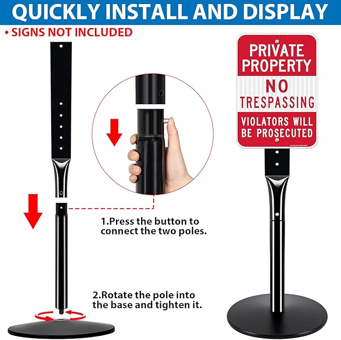 2Pack Heavy Duty Parking Sign Post - Image 6