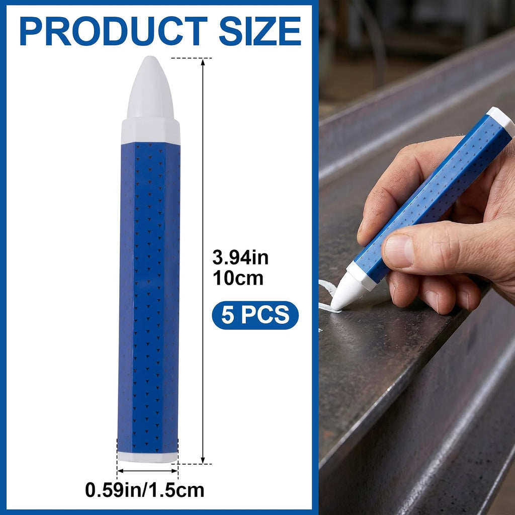 5 Pcs White Tire Marking Crayons, 3.94x0.59 Inches Tire Marker for Lumber Crayons, Industrial Wax Sticks for Rubber, Leather