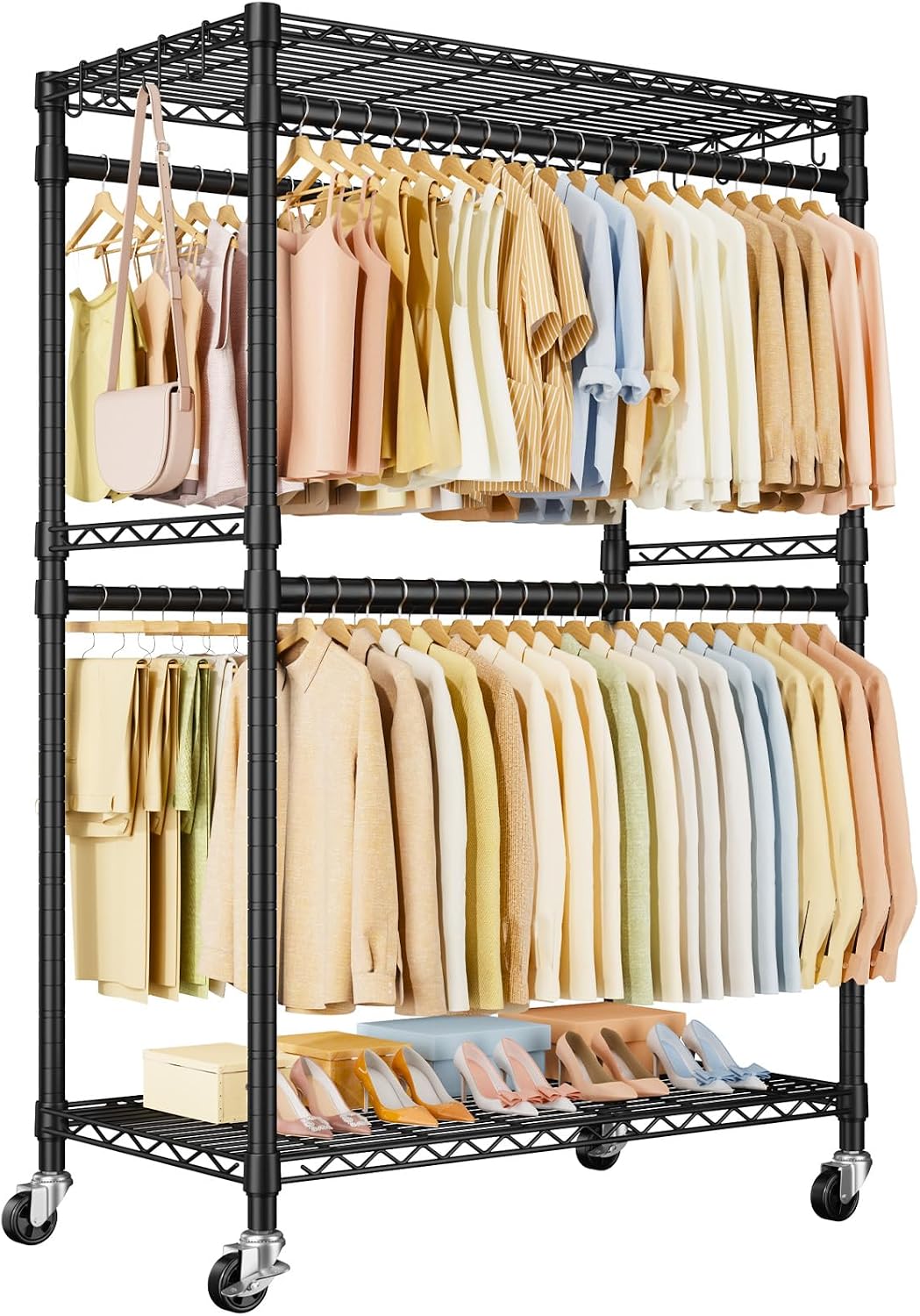 ulifhome rolling clothes rack, clothing racks for hanging, main product view