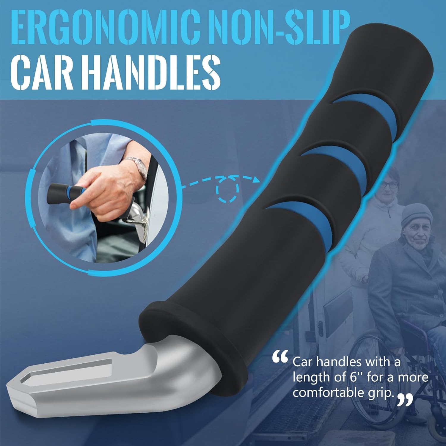 Car Door Handle for Elderly, Car Handle Assist with 400LB Capacity, Portable Support for High SUV, Truck, Van, Taxi, Non-Slip Ergonomic Grip for Anyone Needing Extra Stability