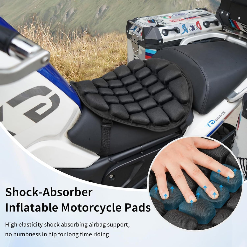 Motorcycle Seat Cushion 3D Air Pad for Honda Shadow 600 1988–2007, Shock Absorbing Breathable Seat Cover for Long Rides, Comfort Driver & Passenger Anti-Slip Cushion