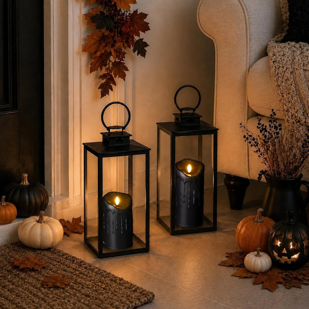 MUMCHASI Black Flameless Candles Set of 5, Black Halloween Battery Operated C...