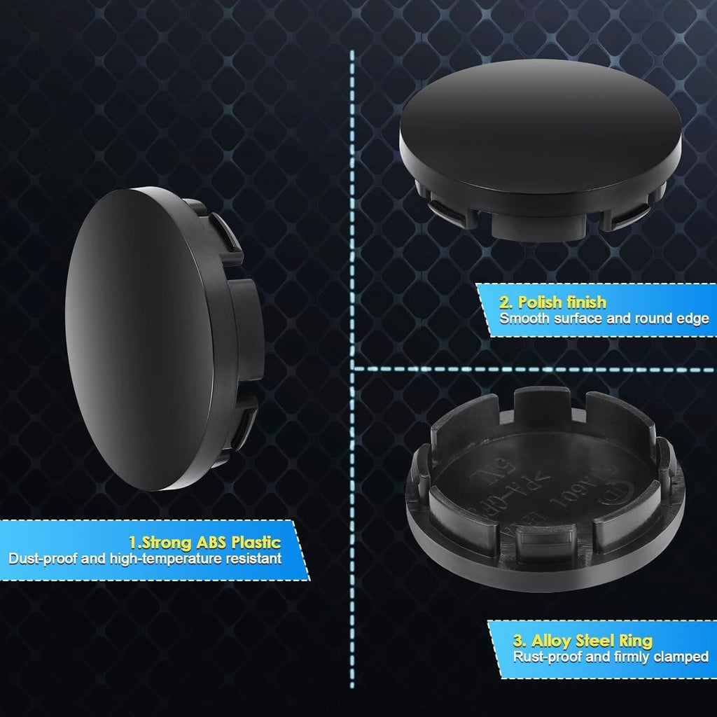 4 PCS Car Wheel Center Hub Cover for Jeep Wrangler JK 2007-2018, Rim Center Hub Cover, Snap-in Vehicle Rim Caps Accessories, 60mm