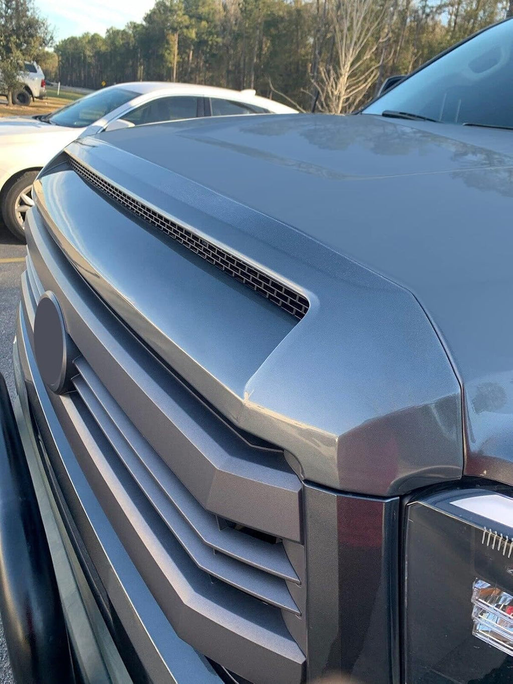 Kojem Hood Bulge Molding Compatible with 2014-2021 Toyota Tundra Front Upper Grille Gray Hood Scoop