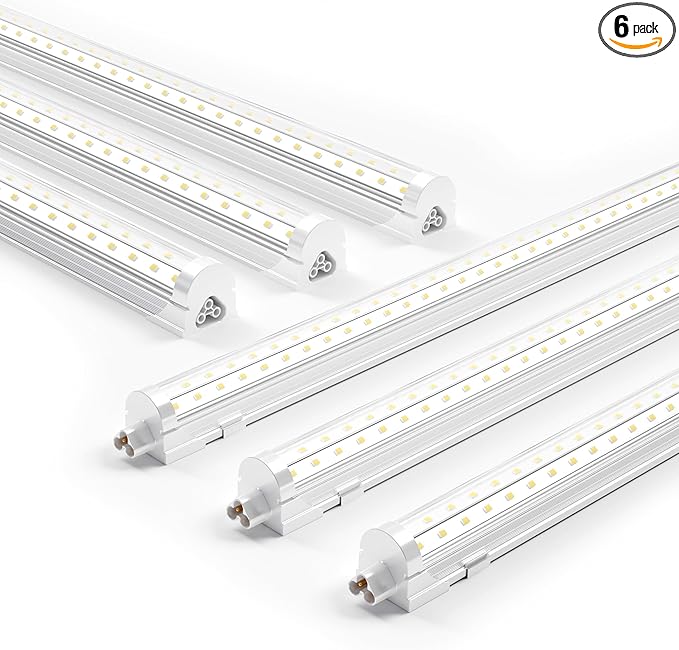 Ensenior 6 Pack 8 FT Led Shop Lights, 6000K Clear White, 10000LM Super Bright by Ensenior