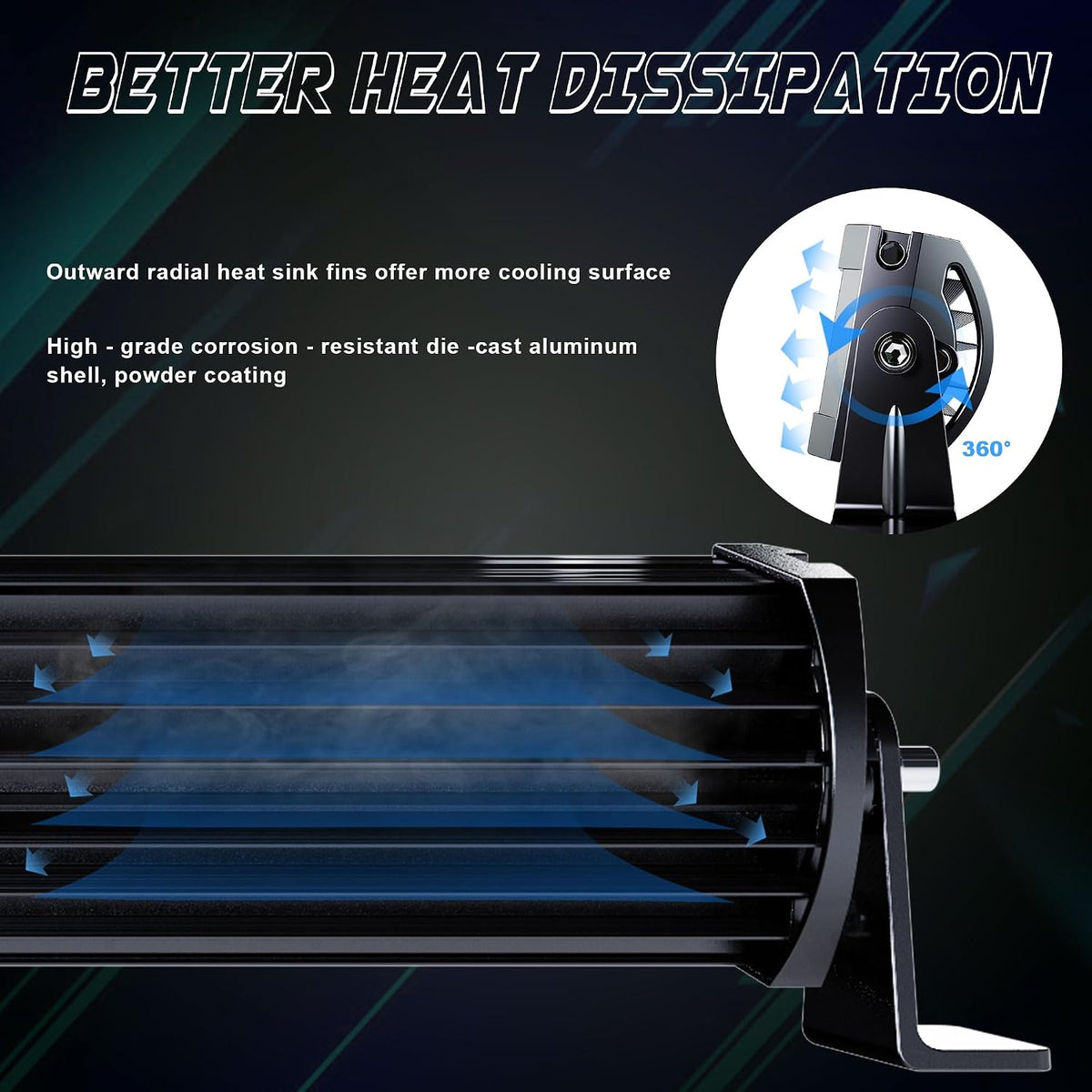 52inch 300w curved led light bar white/amber flasing, side view