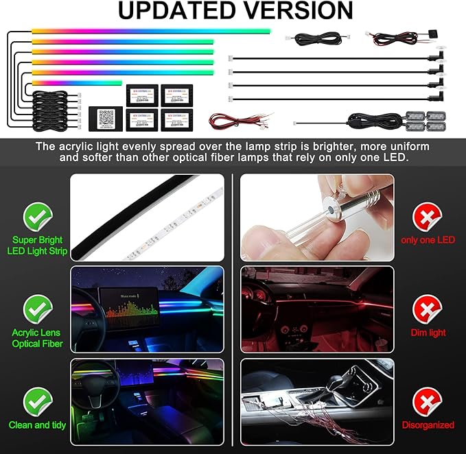 Dreamcolor Acrylic Interior Car LED Strip Light - Image 6