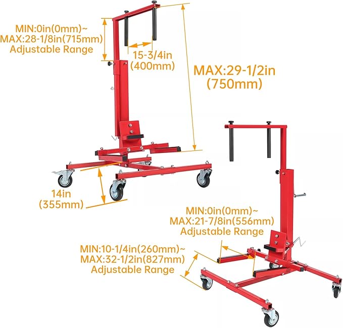HECASA Adjustable Car Door Installer and Remover Jack Lift Hoist w/Swivel - Image 9