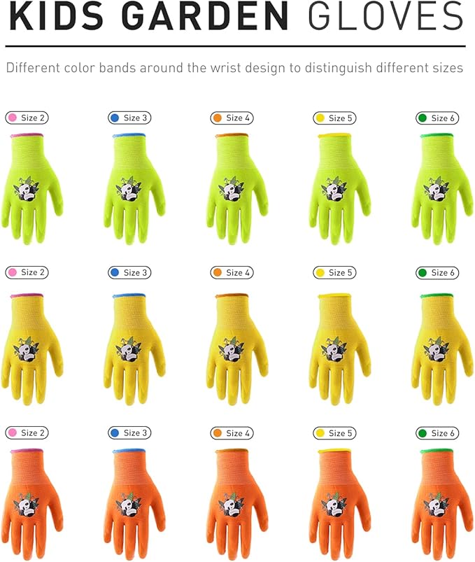 HANDLANDY 2 Pairs Kids Gardening Gloves, Toddler Children Garden Yard Work - Image 5