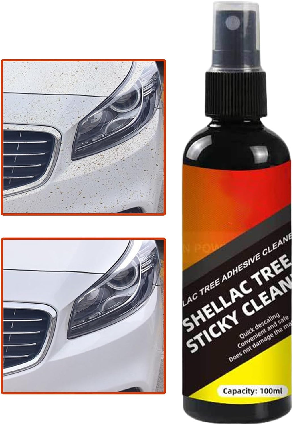 Car Bird Dropping Cleaner - Vehicle Stain Remover for Paint Glass | Gentle Formula with Fast Action, Spray Wipe Application, Compact Bottle for Home, Garage Travel Use 5.75x1.54 in