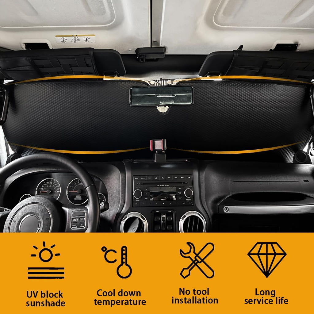 Windshield Sun Shade for Jeep Wrangler TJ JK JL & Gladiator JT 2/4 Door,Duck Sun Shade,Sunshade Windshield for Jeep Wrangler