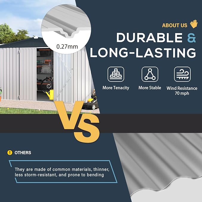 U-MAX Storage Shed 14x12 Outdoor Shed, Large Metal Outside Storage Garden Sheds - Image 4