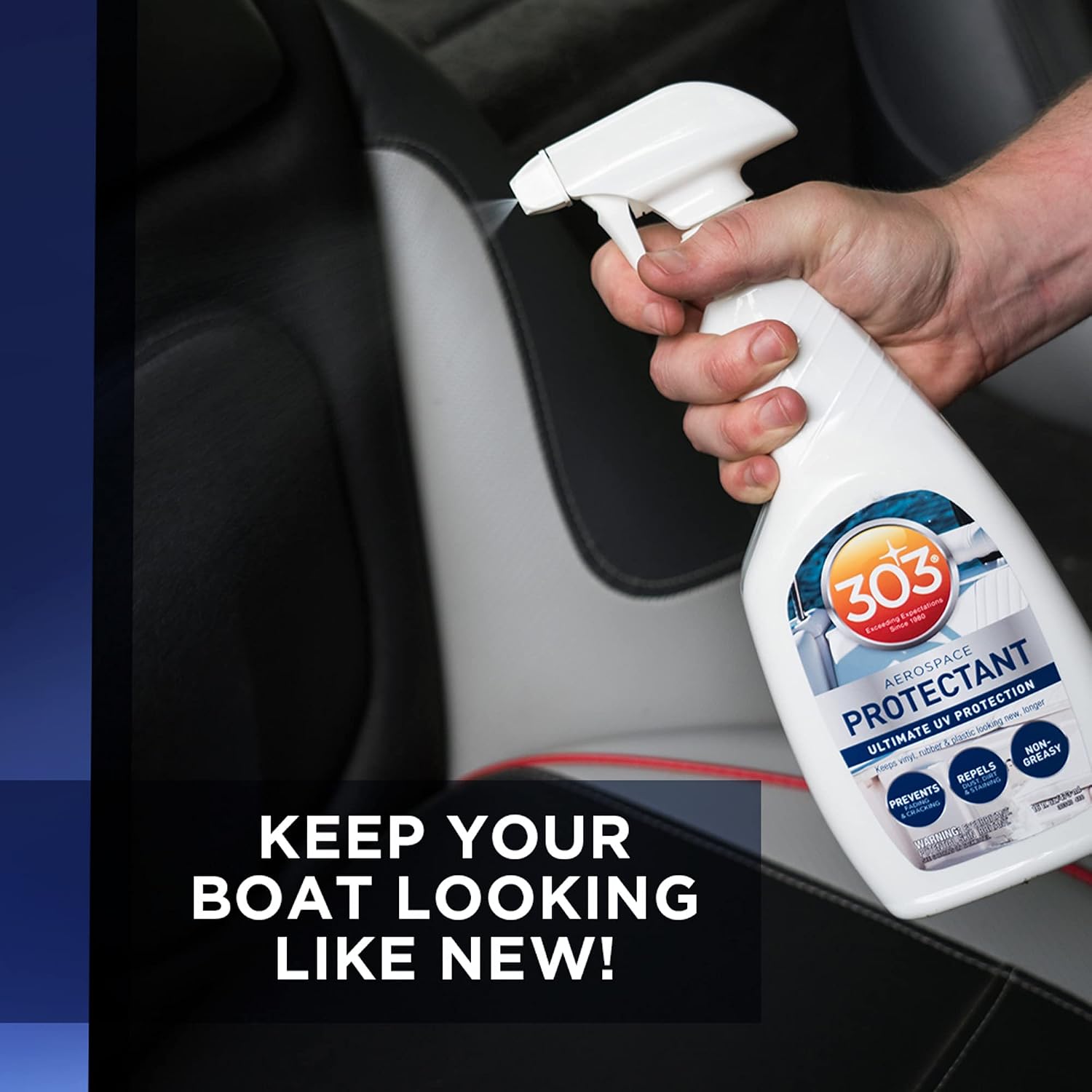 303 Marine Aerospace Protectant for Boat Vinyl, 16 oz | Provides UV protection for marine vinyl and surfaces while helping prevent fading, cracking, and staining.