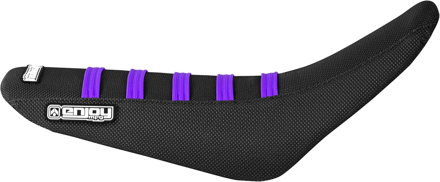 Enjoy Mfg Seat Cover - Compatible with Honda 2013-2018 CRF 110 CRF110 - #72 (All Black with Purple Ribs)