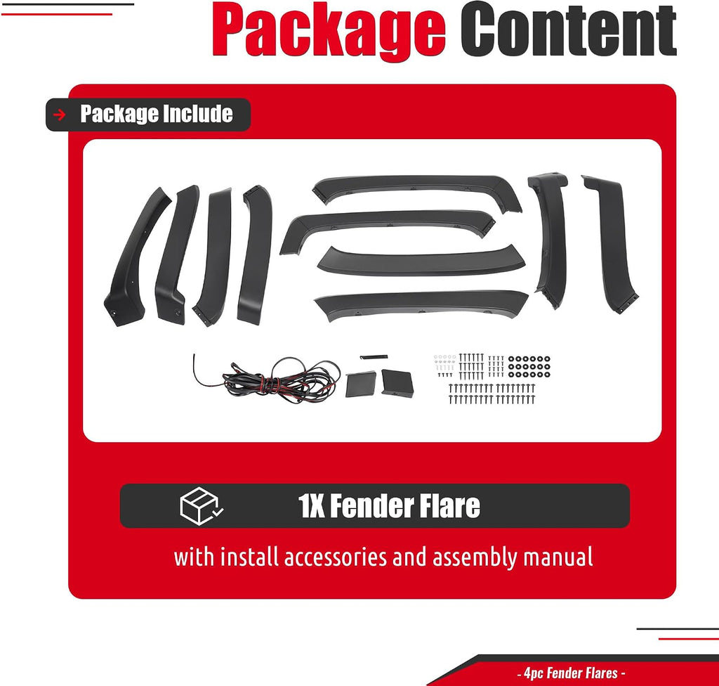 Fender Flare Compatible with 2014-2018 Chevrolet Silverado 1500 2500 HD 3500 HD Not for dually models