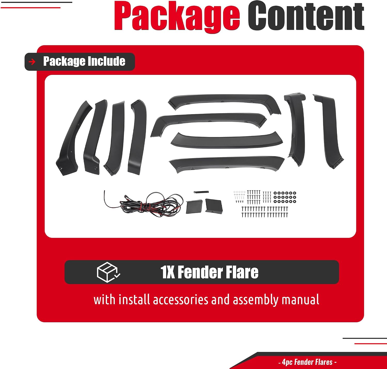 Fender Flare Compatible with 2014-2018 Chevrolet Silverado 1500 2500 HD 3500 HD Not for dually models