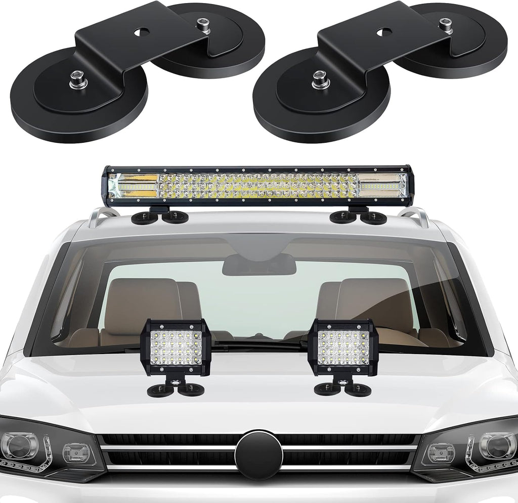 Shimeyao 8 Pcs Magnetic Light Bar Mounts Universal Magnet Mount Holder with Rubber Pad for Off Road SUV Truck Lamp Roof Bar Fog Light