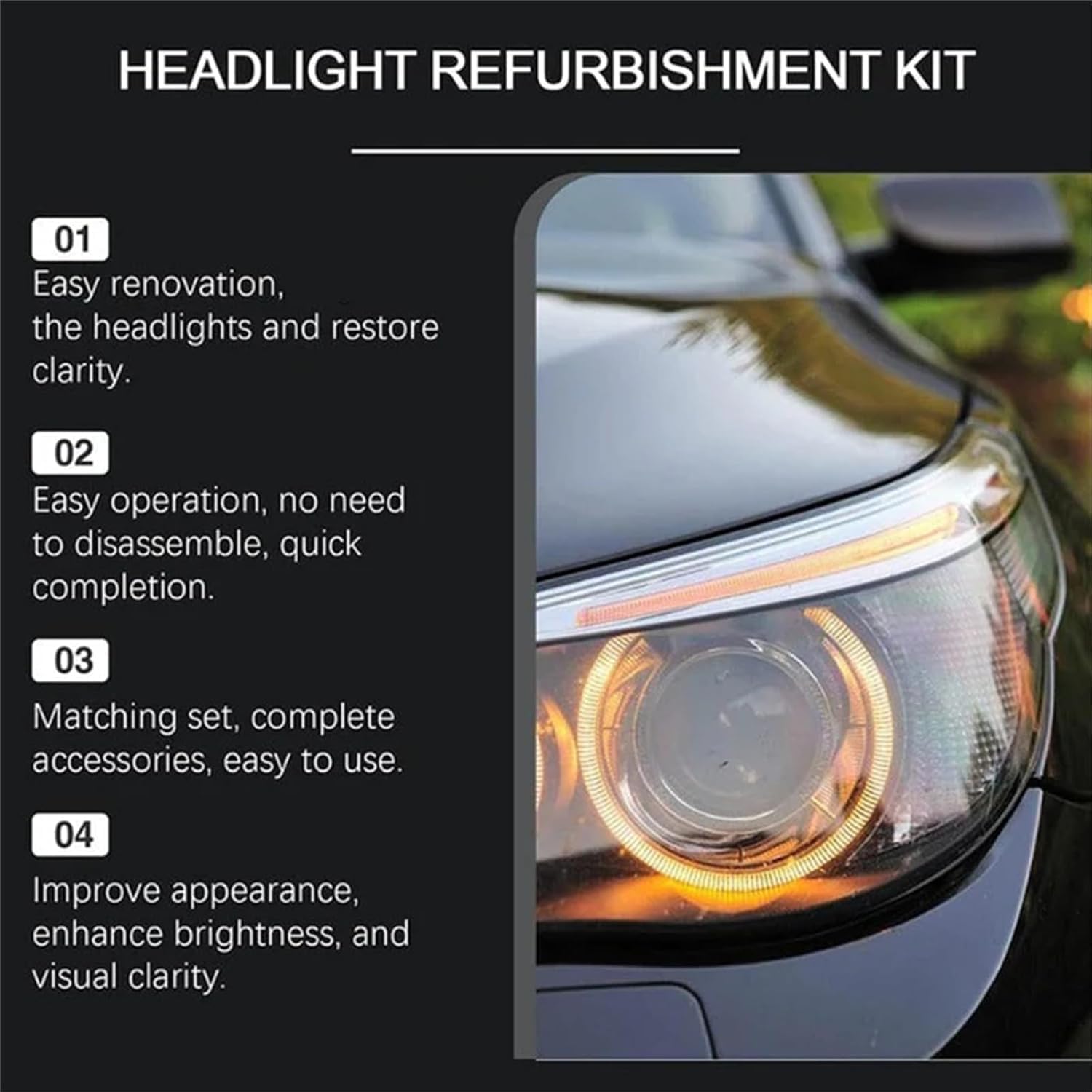 Headlight Cleaner,Headlight Restoration Kit, Automotive Headlamp Restoration Fluid Kit, Multifunctional Headlights Cleaner, Suitable for All Vehicles (1PCS)