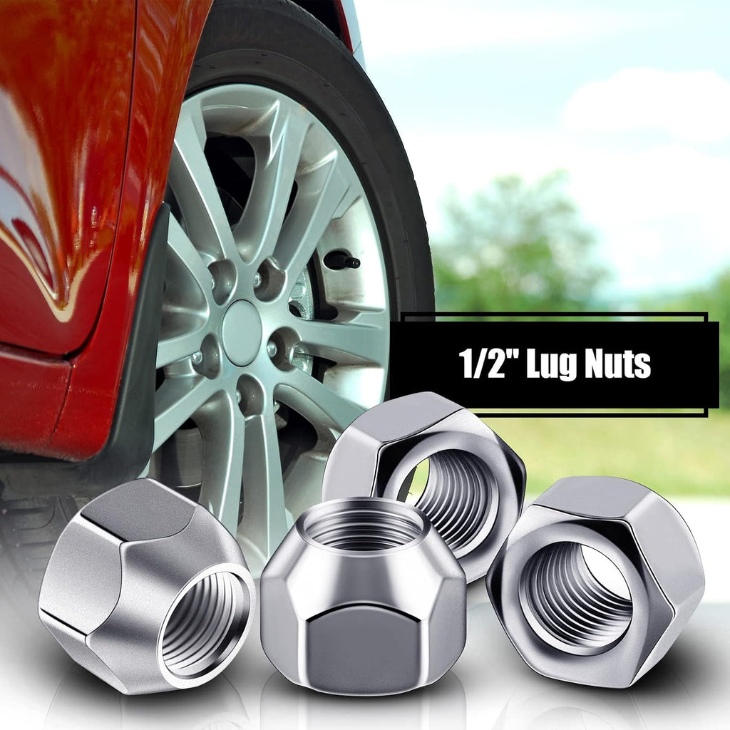 Frienda 1/2-20 Inch Trailer Lug Nuts 509 Tire Wheel Lugs Tire Acorn Silver Open End Finish Nuts for Trailers Wheel(10 Pieces)