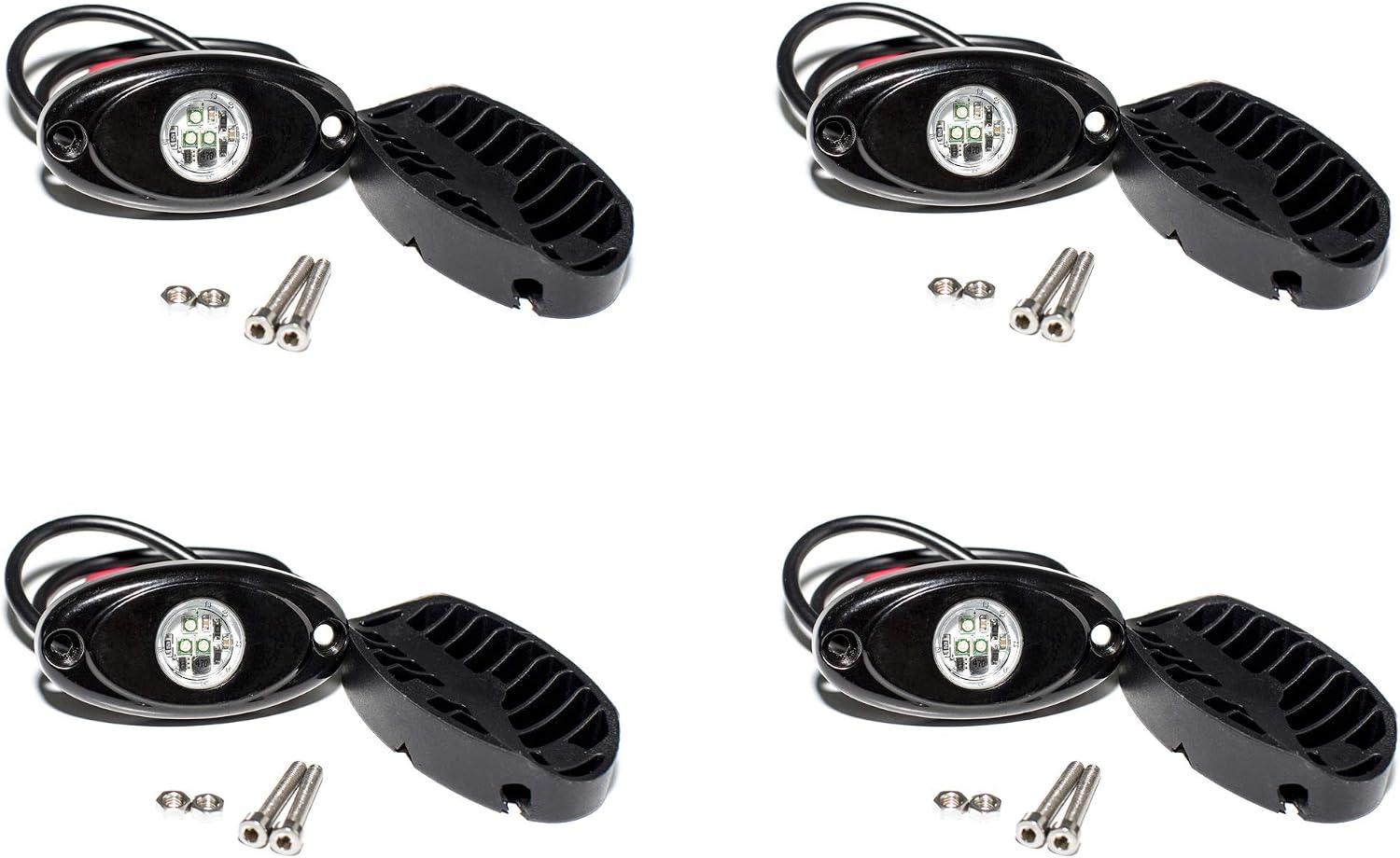 YONEDA 4 Pods Blue Rock Lights 6000K 3LED Bright LED Underglow Lights IP68 Waterproof for Trucks SUV UTV ATV RZR Car Boats Pickup Motorcycle