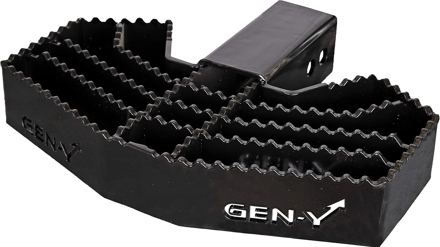 GEN-Y Hitch Serrated Hitch Step for 2.5-Inch Towing Receiver, Up to 500 LB Load Capacity with Serrated No Slip Surface, Textured Powder-Coat Finish, Black