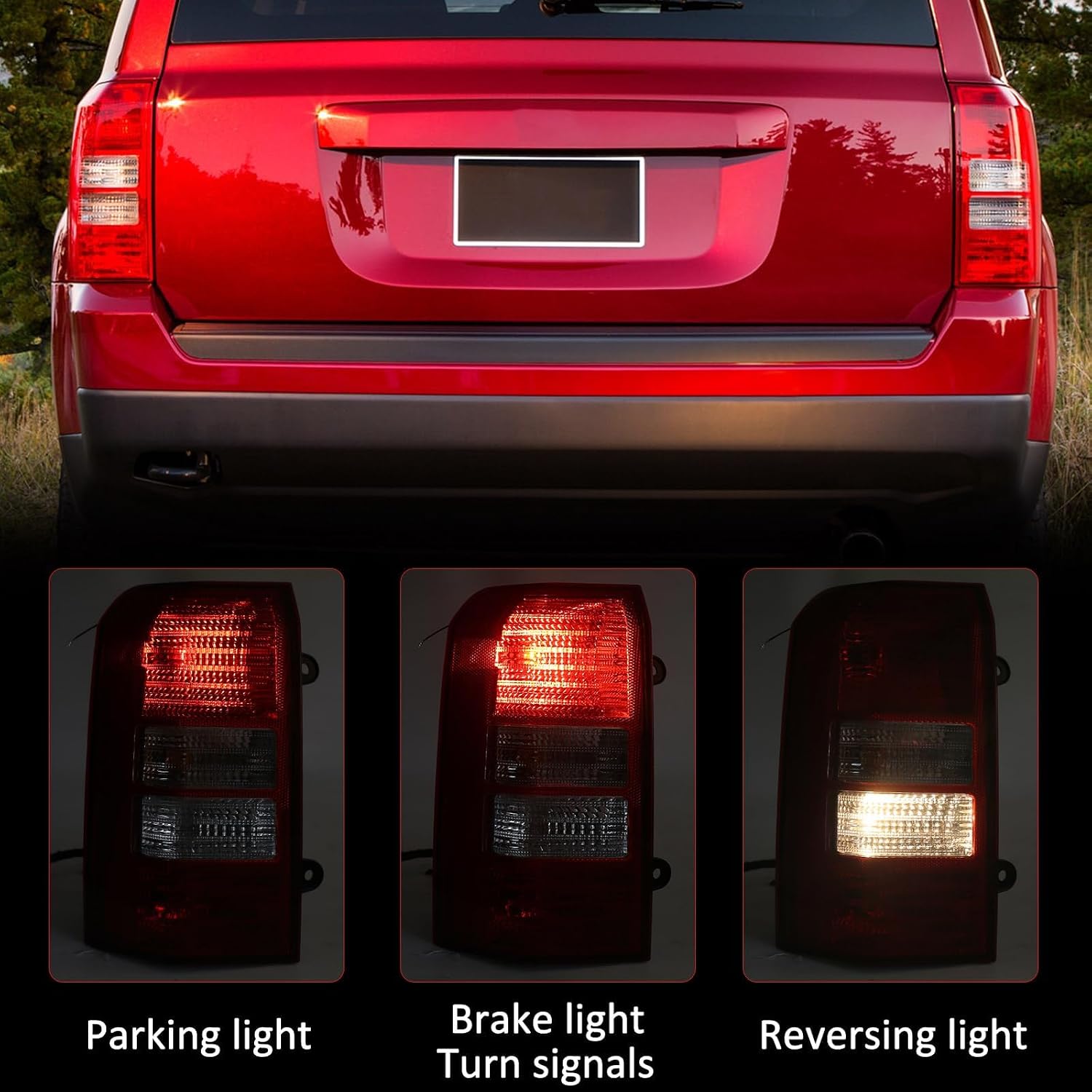Huray Left Tail Light Assembly for Jeep Patriot 2008-2017 | OE Tail Lamp Rear Brake Light Replacement Driver Side