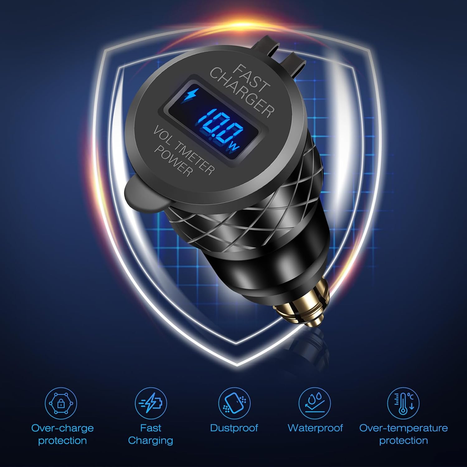Din Hella Plug to USB Charger Adapter: 45W USB C PD3.0 & 18W QC3.0 Motorcycle Charger Outlet for 12V-24V BMW Triumph Tiger Ducati, Waterproof Dual Phone Fast Charge Port Powerlet with LED Voltmeter