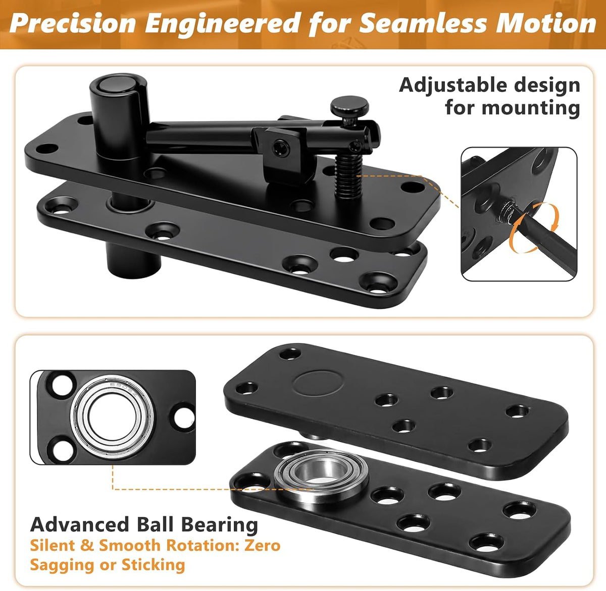hidden door pivot hinge, 570lbs load capacity heavy, side view