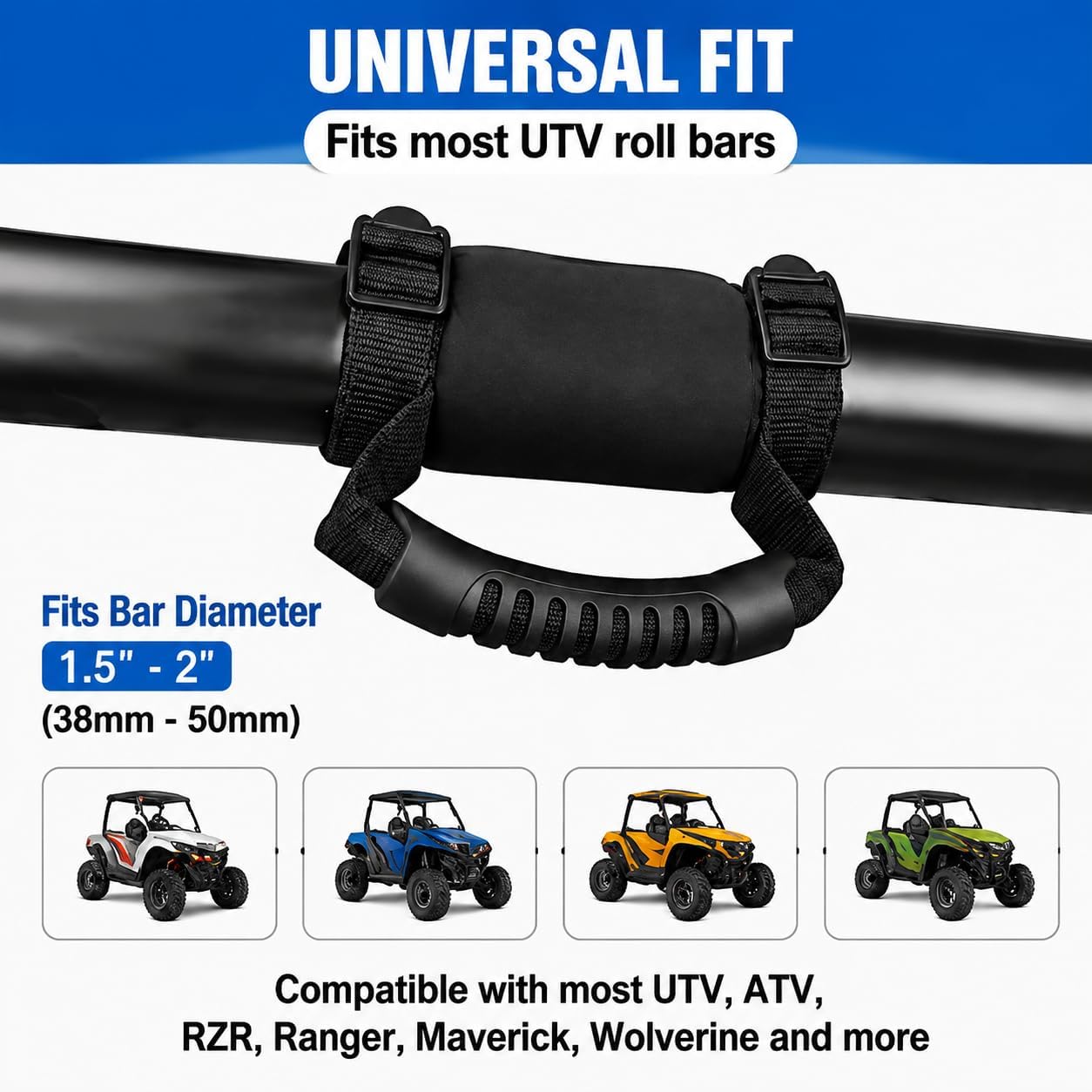 UTV Grab Handle Roll Bar Strap for Kawasaki Mule PRO-FXT Ranch 2025-2026,Soft Foam Hand Grip Safety Assist Handle Easy Install No Drill