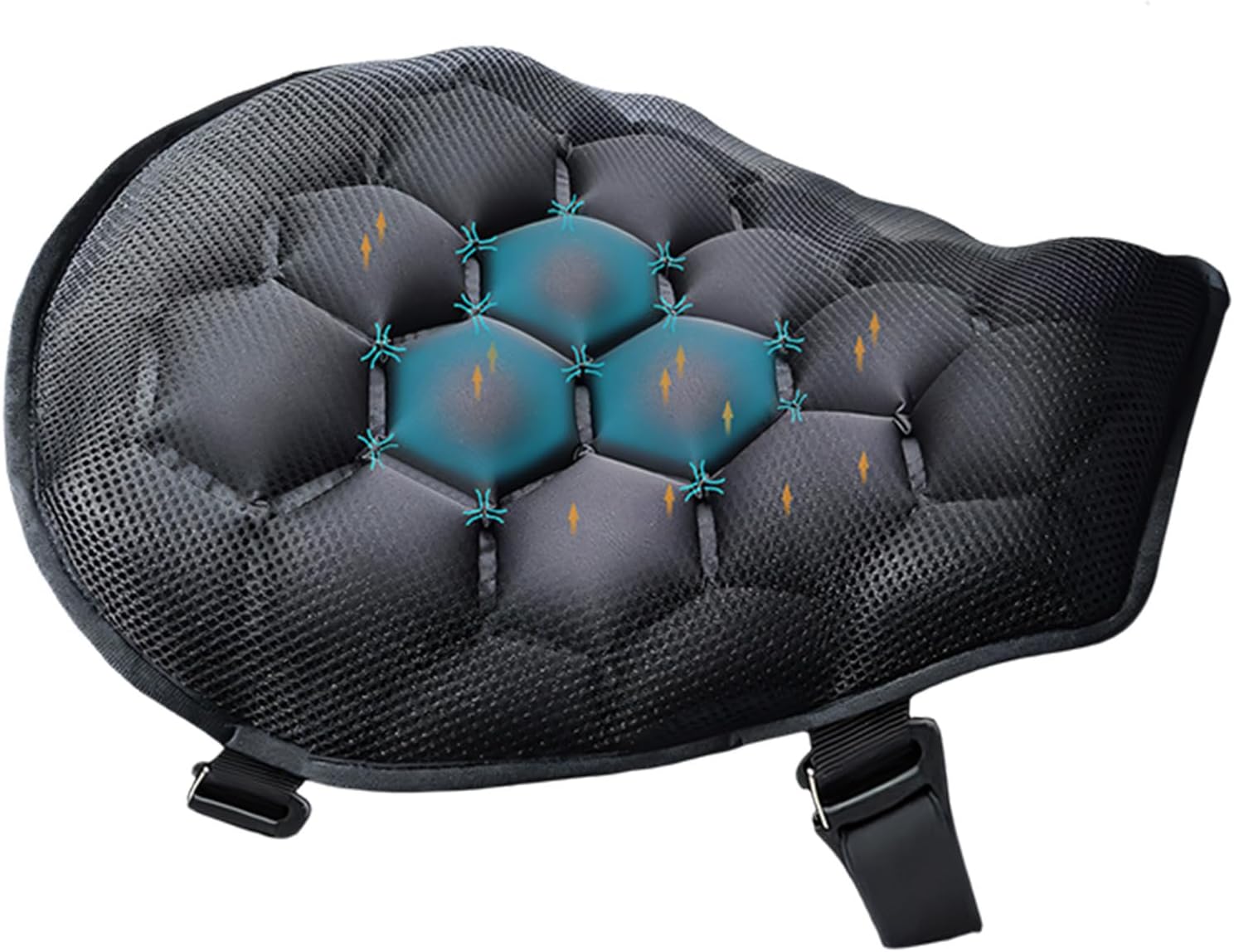 Motorcycle Air Cushions Seat Pad with TPU and Fabric Inflatable Seat Cover for Shock Absorption & Cooling Comfort