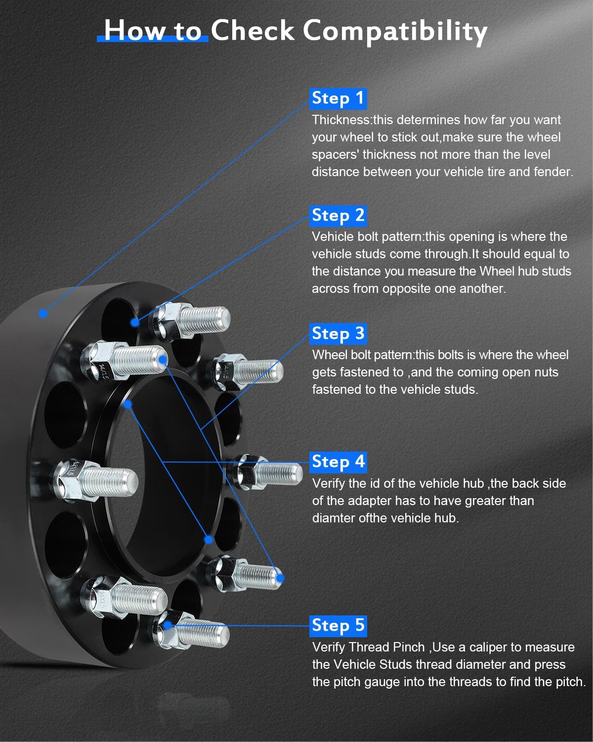 ECCPP 8x6.5 to 8x6.5 hubcentric Wheel Spacers 2 inch 8 lug Fit for Chevrolet Express 2500 2022-2023 for Chevrolet Silverado 2500 2000-2010 with Studs 14x1.5 Centric Bore 117mm-4PCS