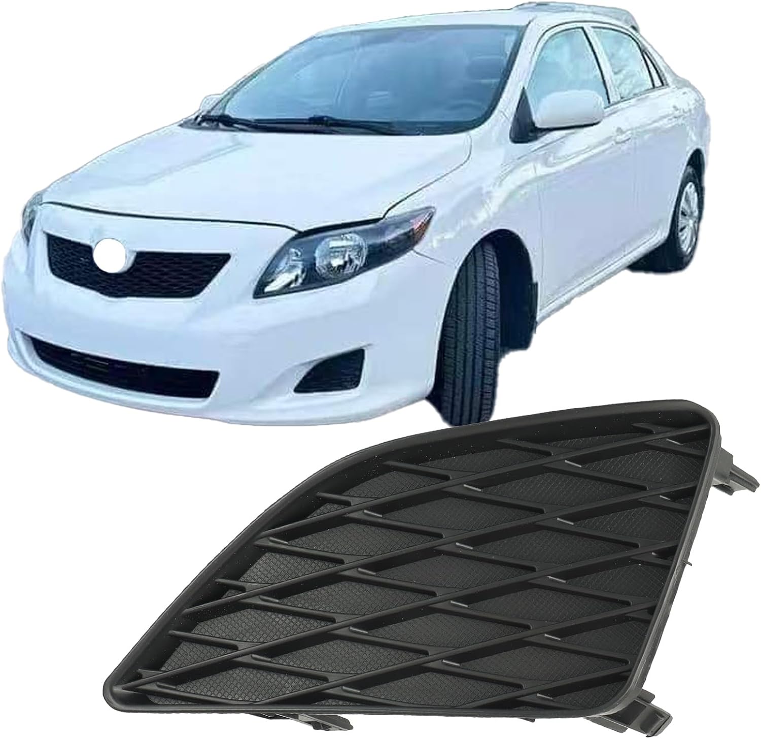 Front Bumper Fog Light Cover Grilles For 2009 2010 Toyota Corolla Replaces 8148202080 8148102090 Driver Side & Passenger Side