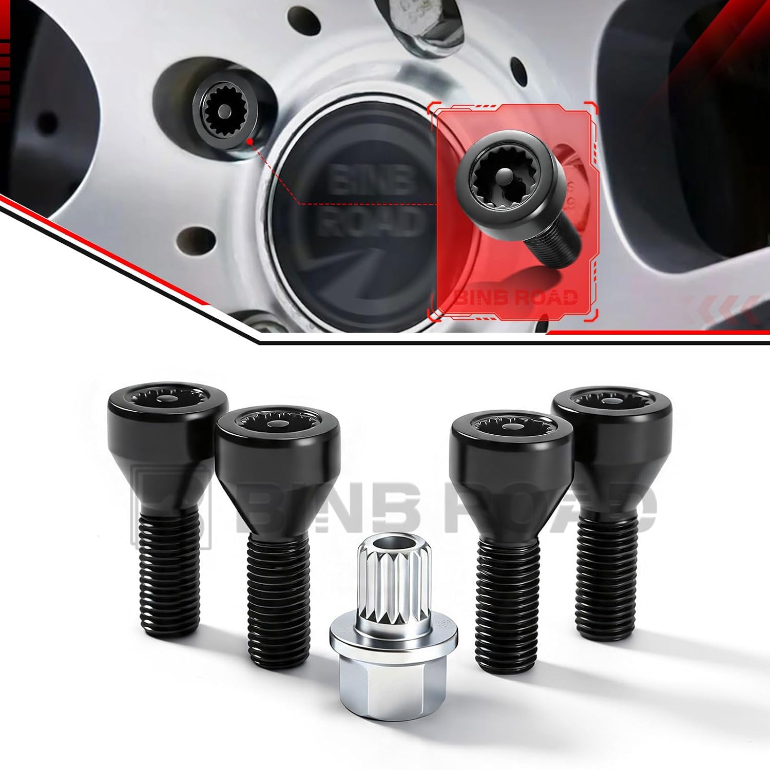 Lockable Wheel Bolt Rim Locks M12 X 1.5 Compatible with BMW 128i 325i 328i 335i 525i 528i 550i 650i Z4 (Replaces 36136786419)