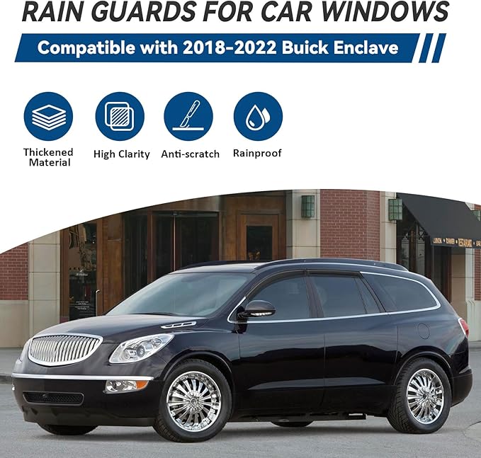 4pcs Front+Rear Smoke Tint Sun/Rain Guard Outside Mount Tape-On Vent Window - Image 2