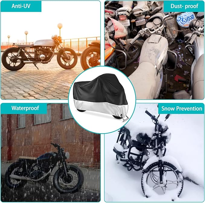 Motorcycle Cover, Motorbike Cover All Season Universal Weather Waterproof Sun - Image 7