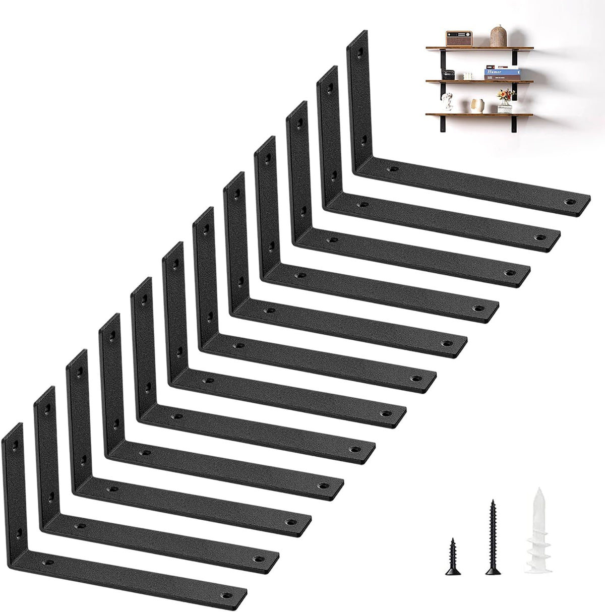 shelf brackets heavy duty 10 inch black l, main product view