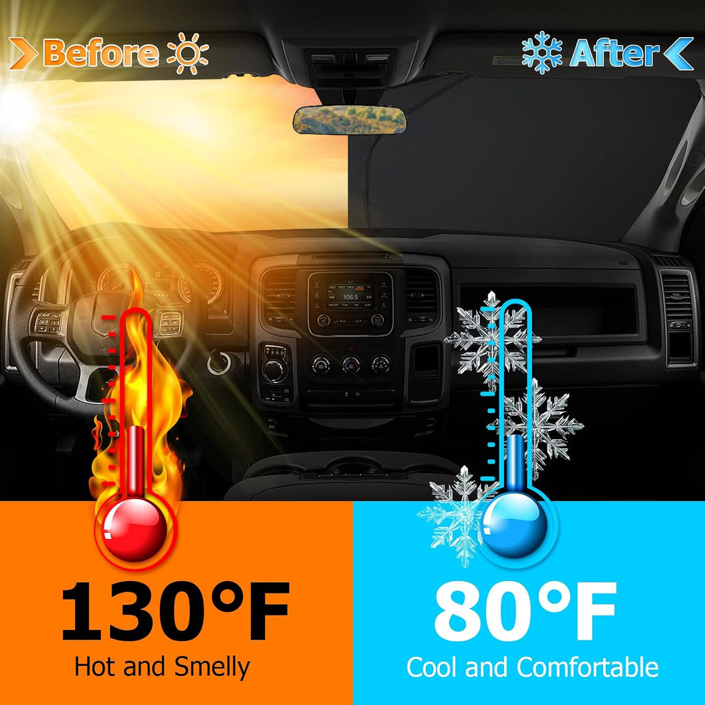 Bestview Windshield Sun Shade Custom Fit for 2015-2020 Ford F150, Foldable Front Window Sunshade Sun Visor Accessories Protector Block UV Rays Heat