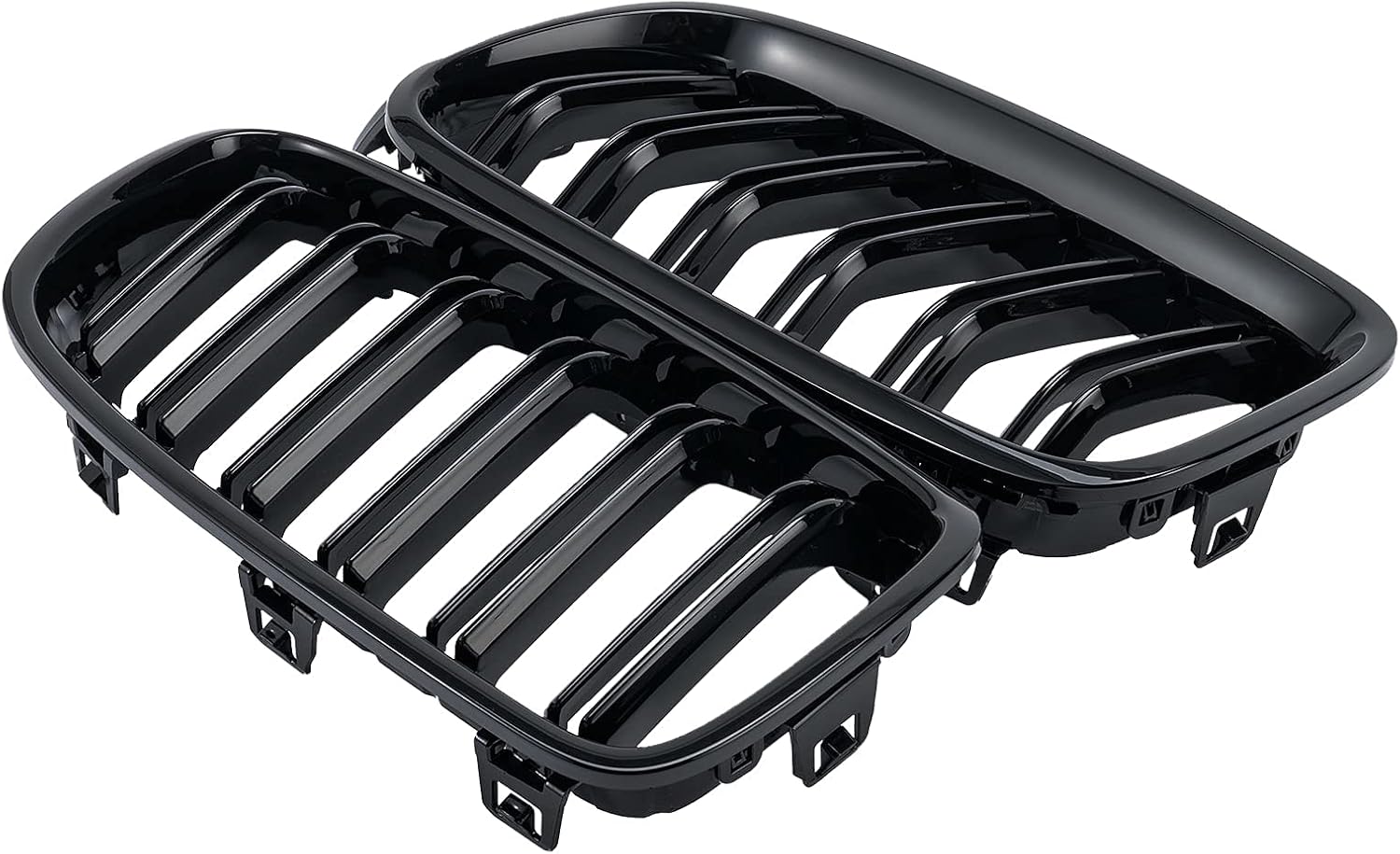 ABS F30 Grill, Front Kidney Grille for 2012-2018 BMW 3 Series F30 F31 (Double Slats Gloss Black Grills, 2pcs)