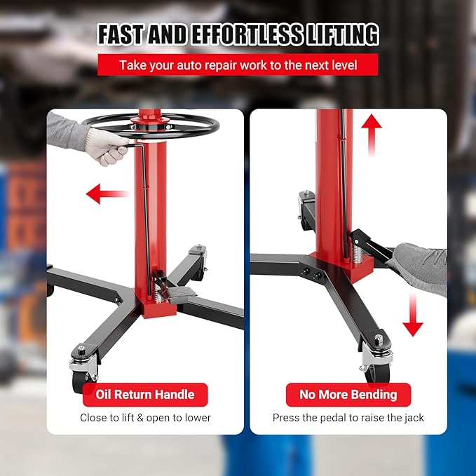 Transmission Jack, 1100lbs Hydraulic Telescoping Transmission Jacks, 33.5"-67" - Image 6