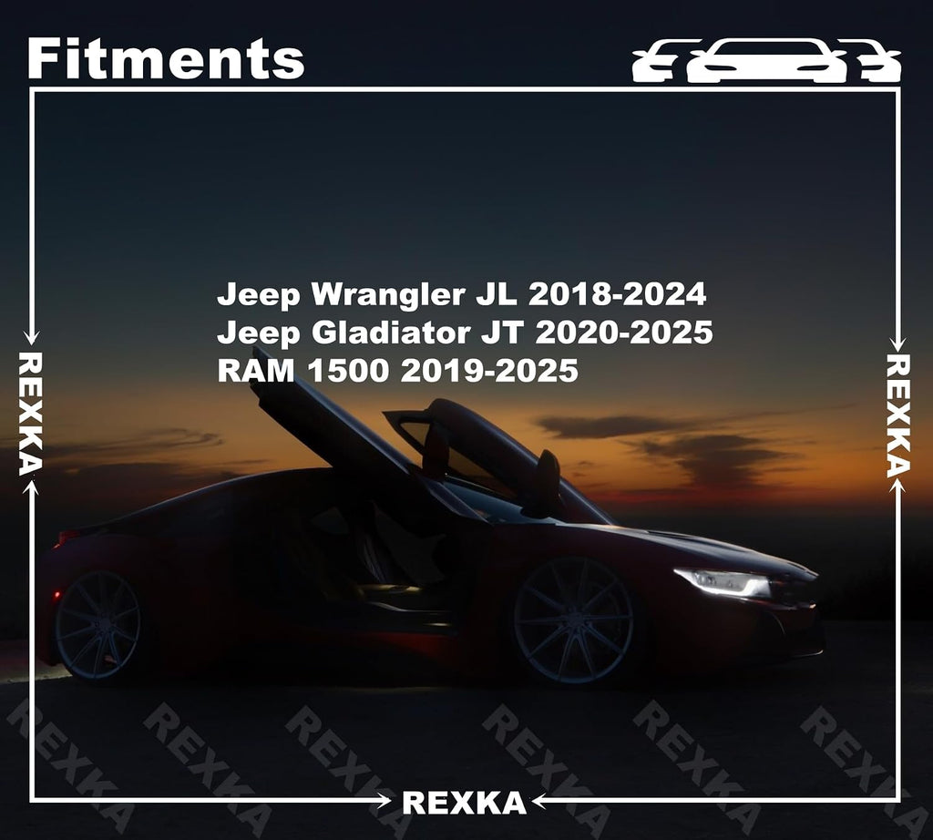 Rexka 60pcs Fender Flare Hardware Kits for Jeep Wrangler JL 2018-2024 Jeep Gladiator 2020-2023 JT Ram 1500 68526185AA 6506007AA 6506293AA 6505411AA Jeep Fender Clips