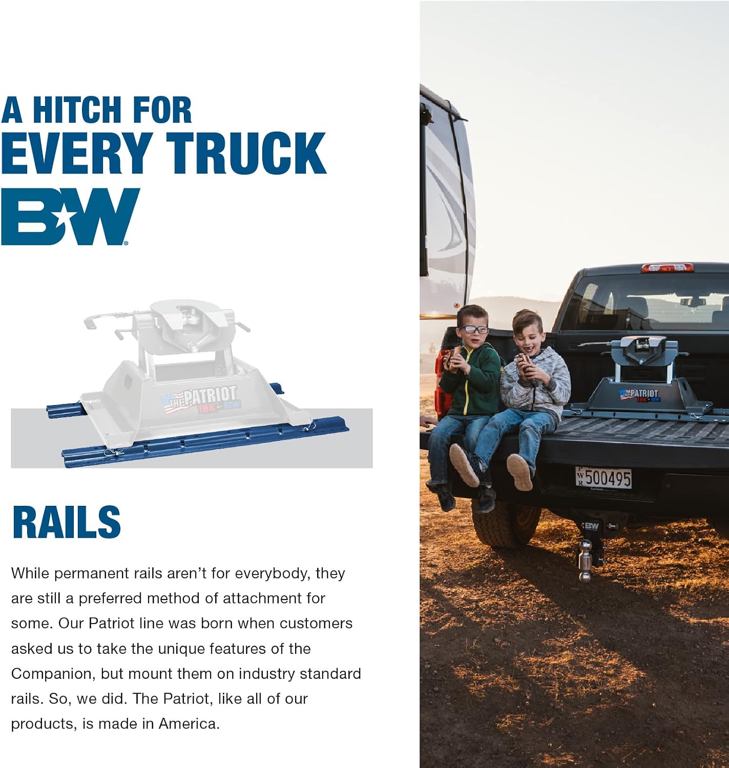B&W Trailer Hitches Patriot 18K Rail Mounted Fifth Wheel Hitch - RVK3255