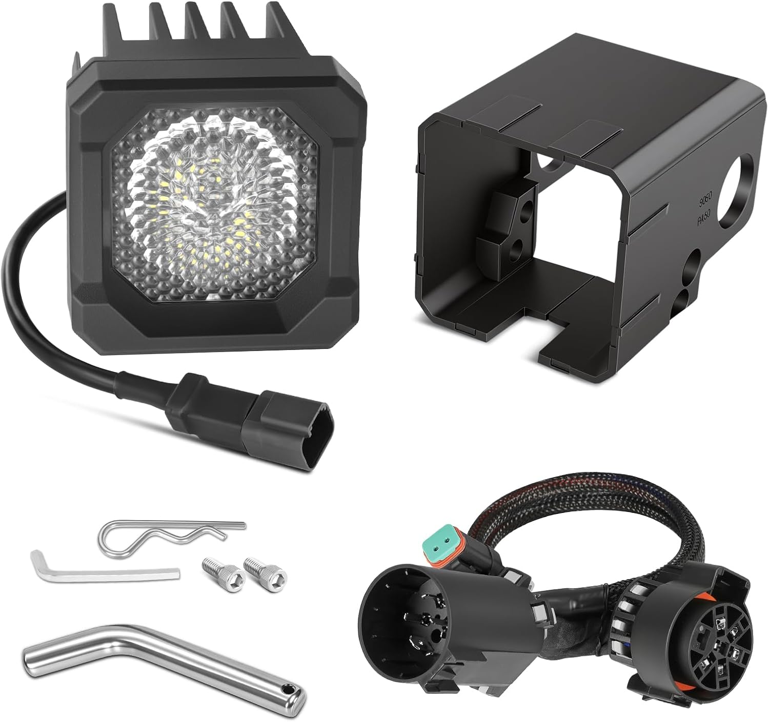 Hitch Mount Reverse Light Kits, Universal Flood Hitch Light Pods for 2x2 Inch Trailer Receiver Backup Light Hitch Harness Compatible with 7-Way Socket for Trucks Pickup Off Road