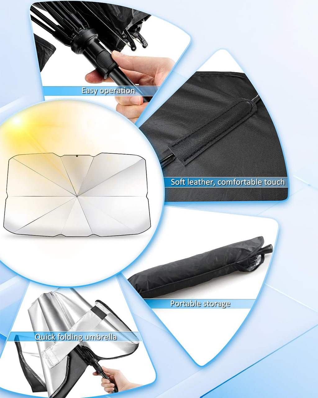 Windshield Sun Shade Umbrella Compatible with Subaru Outback Wagon 2015 2016 2017 2018 2019, Foldable Reflective Sunshade for UV Protection & Heat Reduction