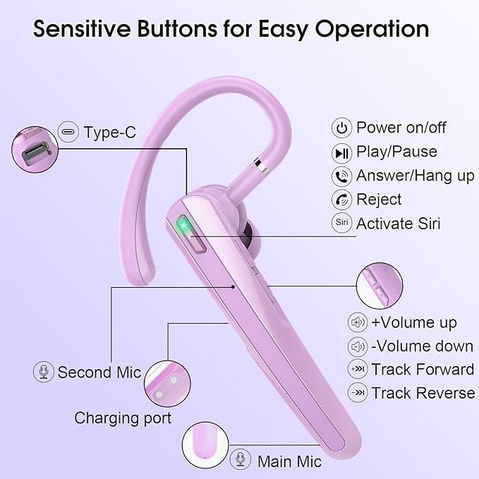 Bluetooth Headset V5.3, Wireless Earpiece - Image 7