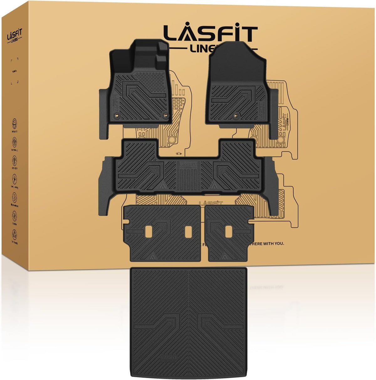 LASFIT Floor Mats & Trunk Mat for Honda Passport 2026, All Weather TPE Custom