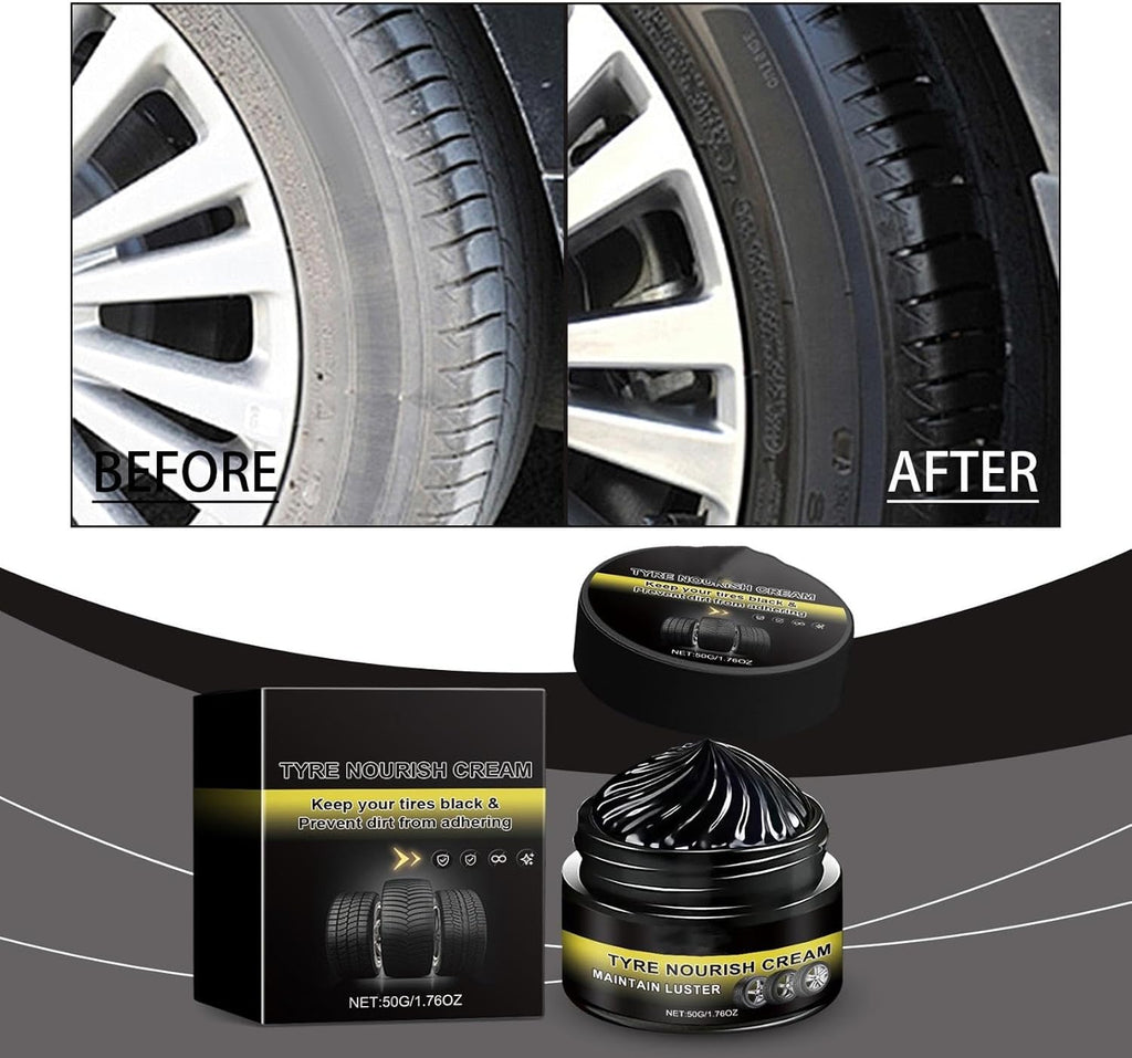 Tire Restoring Cream, Tire Coating Paste with UV Protection & Waterproof Coating – Tire Wax Black Restorer for Cars, Trucks, Motorcycles, Revives Deep Black Shine, Prevents Fading & Cracking (1)