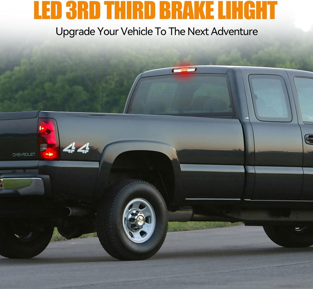 Third 3rd Brake Light, LED High Mount Stop Light for 1999-2006 Chevy Silverado/GMC Sierra 1500 2500 3500HD, 2007 Silverado/Sierra Classic Model, Rear Center Cab Roof Tail Cargo Lamp, Smoke Lens